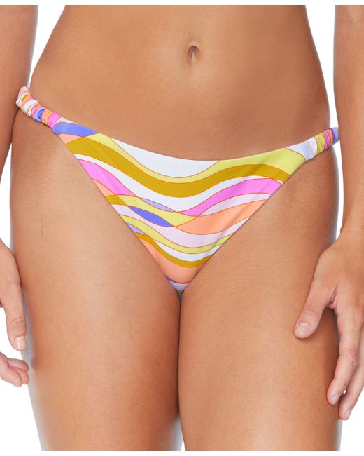 Raisins Juniors Abstract-Print Ruched-Side Bikini Bottoms