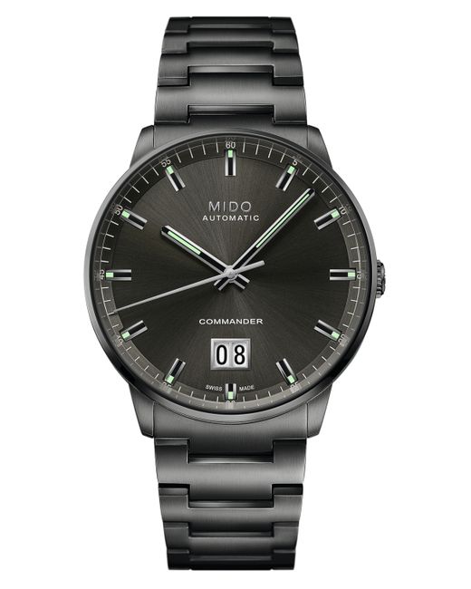 Mido Swiss Automatic Commander Big Date Black Pvd Bracelet Watch 42mm