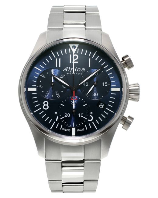 Alpina Swiss Automatic Chronograph Startimer Pilot Bracelet Watch 42mm