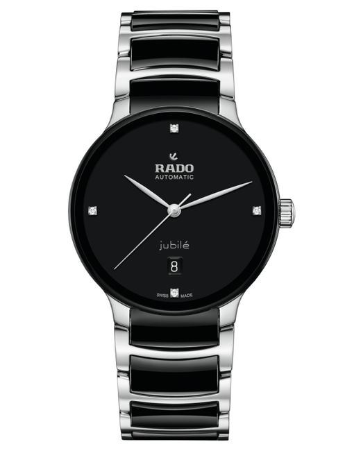 Rado Swiss Automatic Centrix Diamond 1/20 ct. t.w. High-Tech Ceramic Stainless Steel Bracelet Watch 39mm
