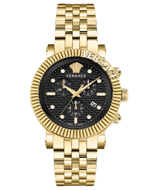 Versace Swiss Chronograph V-Chrono Gold Ion Plated Bracelet Watch 45mm