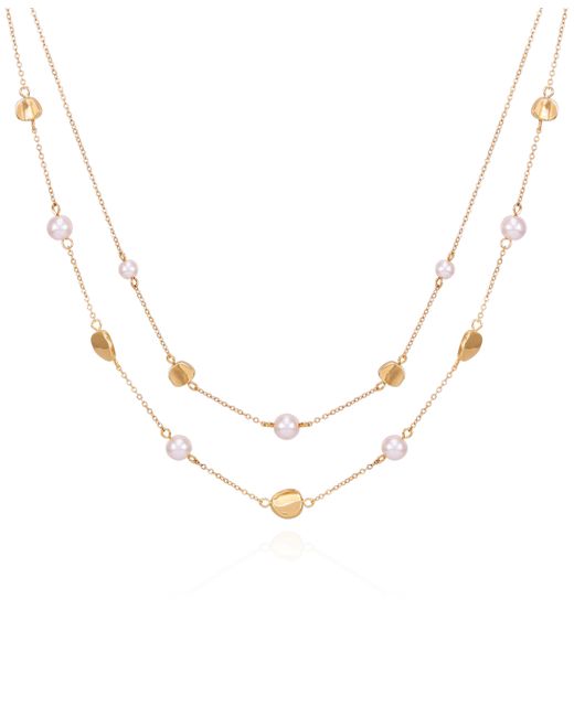 T Tahari Tone Imitation Pearl Layered Necklace