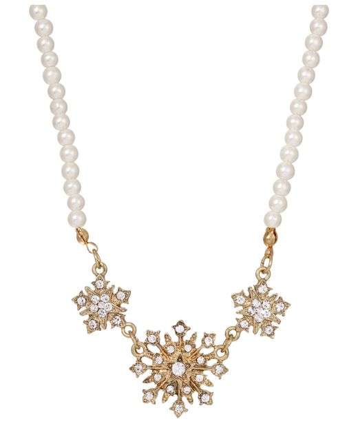 2028 Imitation Pearl Crystal Starburst Collar Necklace