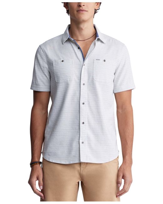 BUFFALO David Bitton Sinyl Striped Short Sleeve Button-Front Shirt