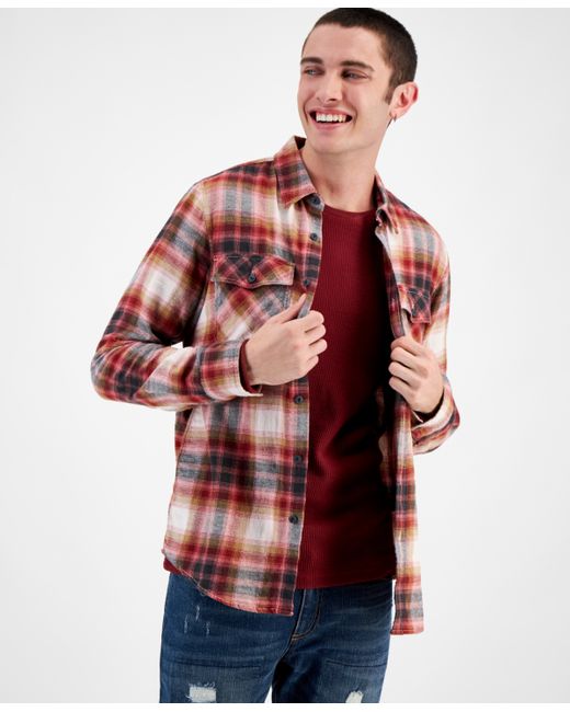 Sun + Stone Harry Regular-Fit Plaid Button-Down Flannel Shirt Created for Macy