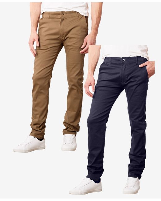 Galaxy By Harvic Super Stretch Slim Fit Everyday Chino Pants Pack of 2