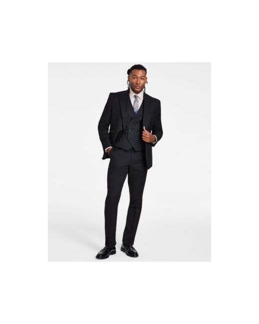 Tayion Collection Classic Fit Solid Vested Suit Separates