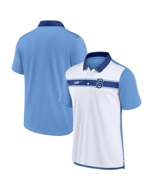 Nike Light Blue Brooklyn Dodgers CooperstownÂ Collection Rewind Stripe Polo Shirt