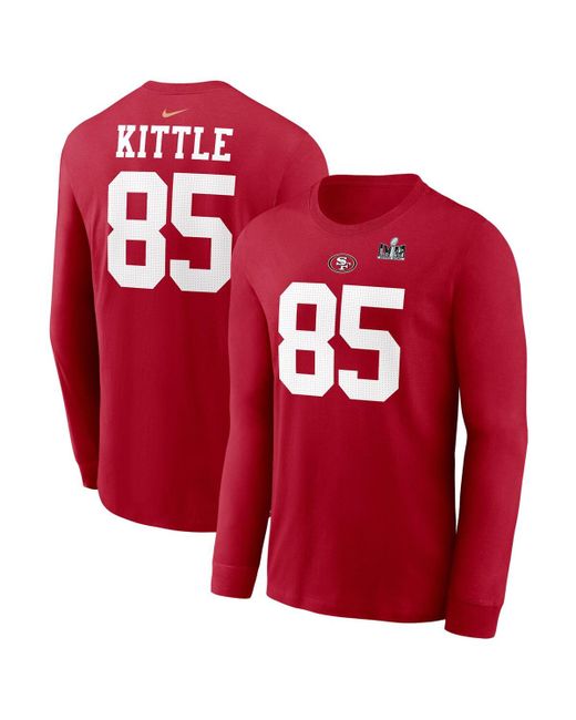 Nike George Kittle San Francisco 49ers Super Bowl Lviii Patch Player Name and Number Long Sleeve T-shirt