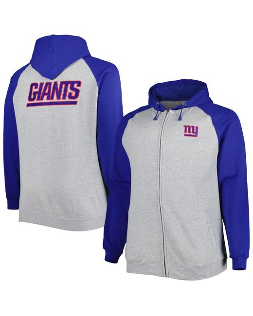 Profile New York Giants Big and Tall Fleece Raglan Full-Zip Hoodie Jacket