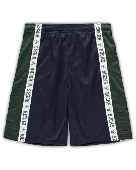 Fanatics and Hunter Green Milwaukee Bucks Big Tall Tape Mesh Shorts