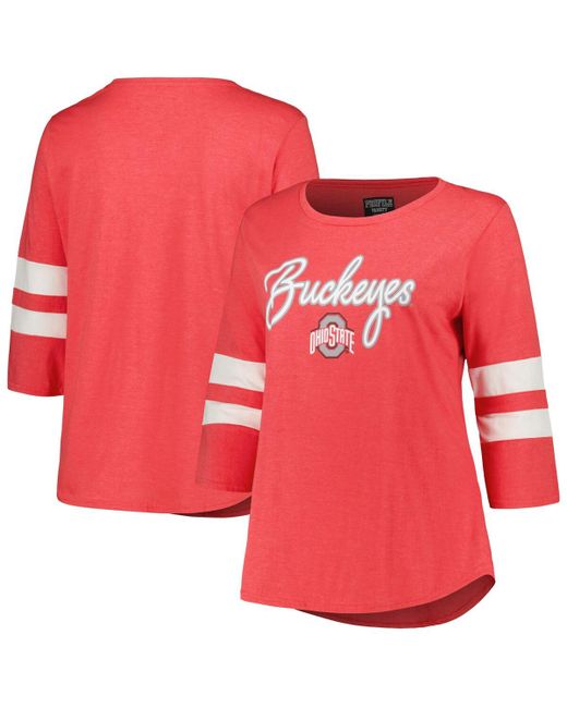 Profile Heather Ohio State Buckeyes Plus Mascot Sign 4-Sleeve T-shirt