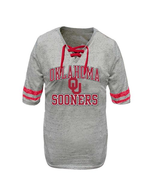 Profile Distressed Oklahoma Sooners Plus Striped Lace-Up T-shirt