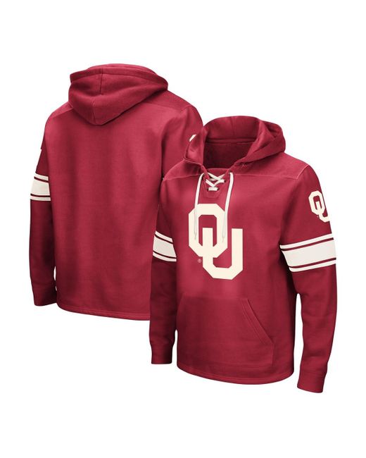 Colosseum Oklahoma Sooners Big and Tall Hockey Lace-Up Pullover Hoodie