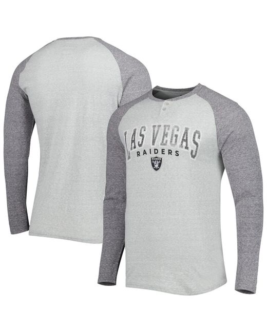 Concepts Sport Heather Las Vegas Raiders Ledger Raglan Long Sleeve Henley T-shirt