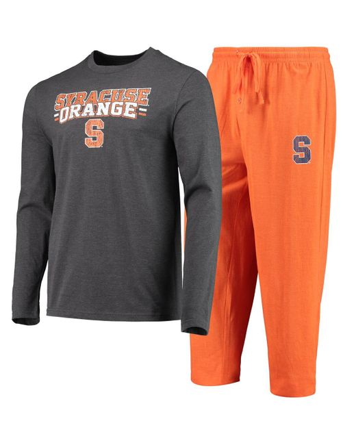 Concepts Sport Heathered Charcoal Distressed Syracuse Meter Long Sleeve T-shirt and Pants Sleep Set Heather