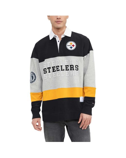 Tommy Hilfiger Pittsburgh Steelers Connor Oversized Rugby Long Sleeve Polo Shirt