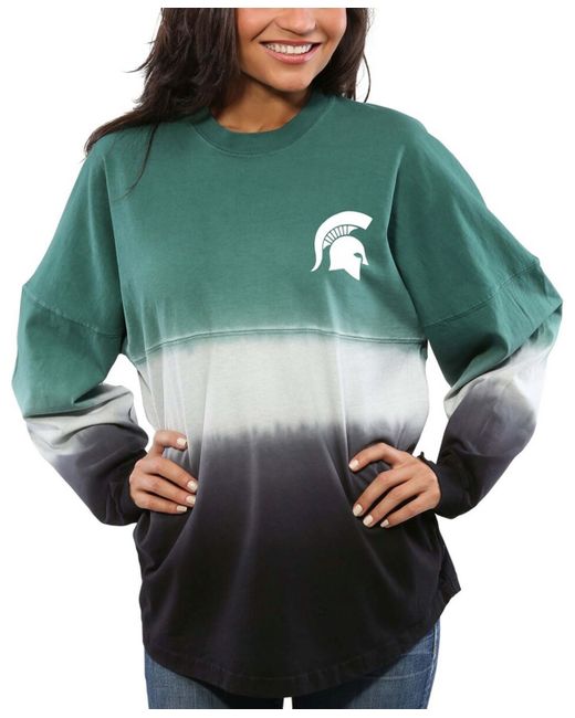 Spirit Jersey Michigan State Spartans Ombre Long Sleeve Dip-Dyed T-shirt