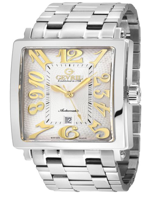 Gevril Avenue of Americas Swiss Automatic Stainless Steel Bracelet Watch 44mm