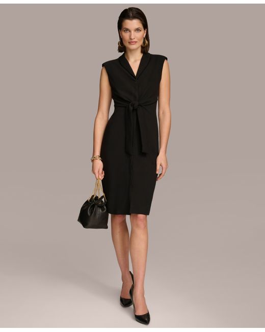 Donna Karan Tie-Front Sleeveless Blazer Dress