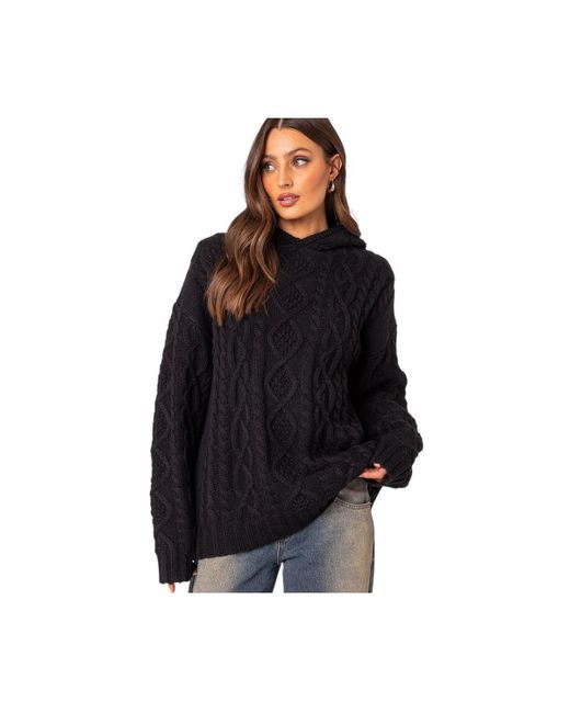 Edikted Oversized cable knit sweater hoodie