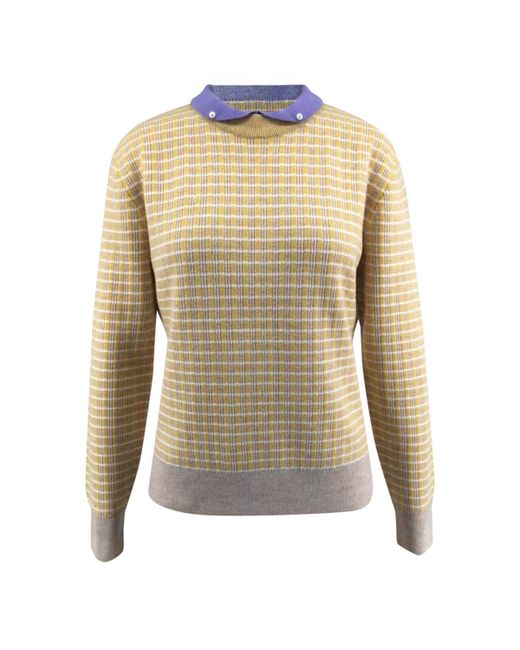Bellemere New York Bellemere Tweed Pullover With Pearl Polo Collar Sweater