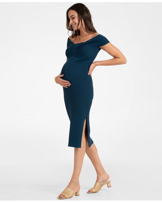 Séraphine Off-The-Shoulder Knitted Maternity Dress