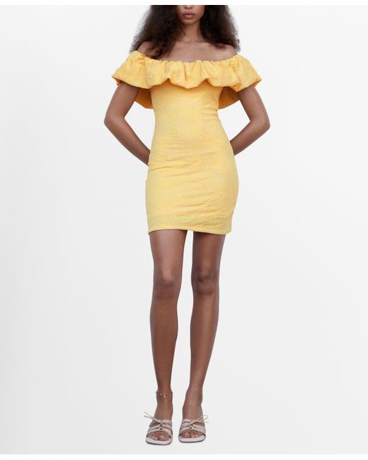 Mango Textured Ruffled Dress