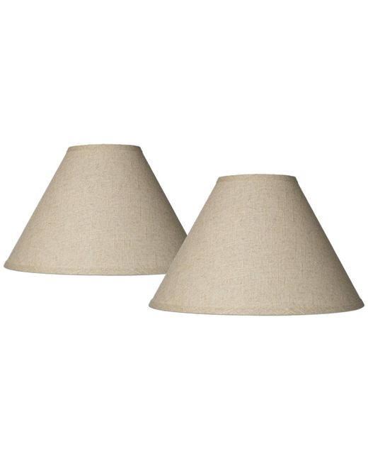 Springcrest Set of 2 Empire Lamp Shades Fine Burlap Beige Large 6 Top x 17 Bottom 11.5 High Spider with Replacement Harp and Finial Fitting B