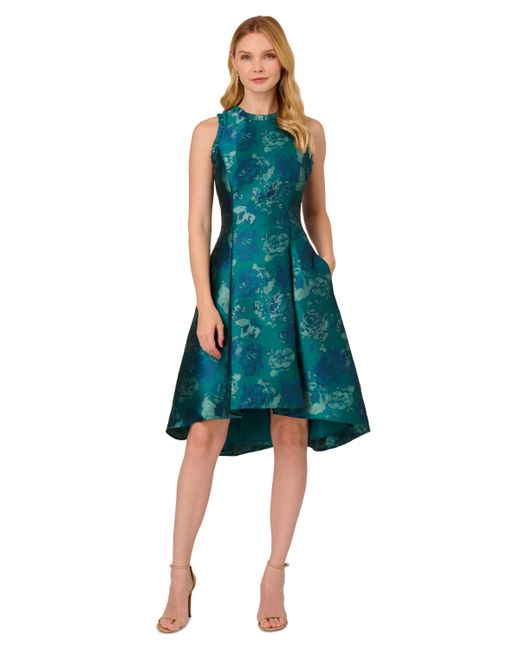 Adrianna Papell Floral Jacquard Sleeveless Fit Flare Dress