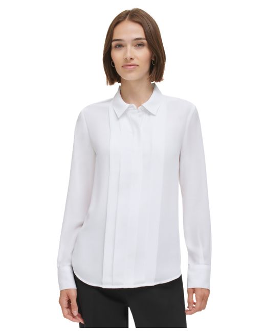 Calvin Klein Pleat-Front Long-Sleeve Shirt
