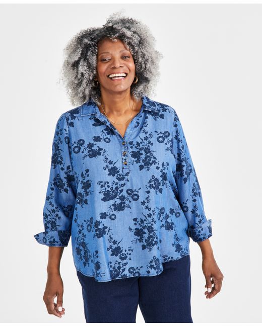 Style & Co Plus Perfect Popover Printed Top Created for