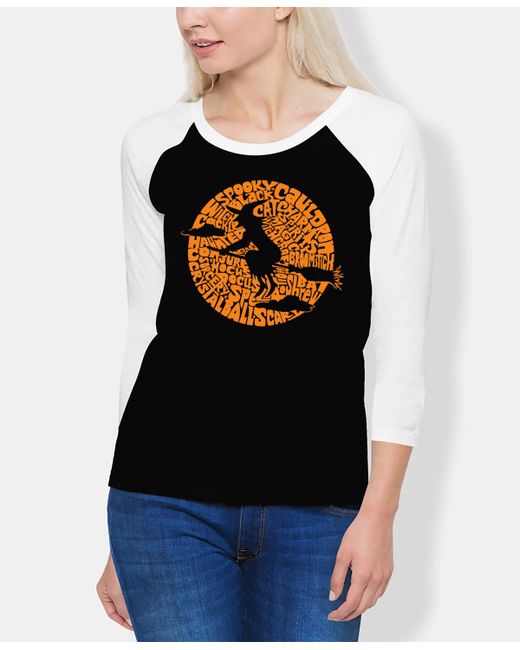 La Pop Art Spooky Witch Raglan Word Art T-shirt