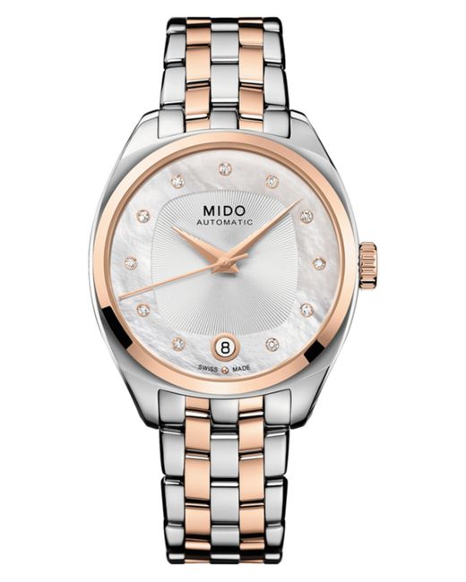 Mido Swiss Automatic Belluna Royal Lady Diamond 1/20 ct. t.w. Two-Tone Pvd Stainless Steel Bracelet Watch 33mm