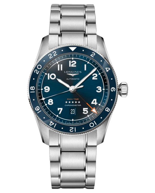 Longines Swiss Automatic Spirit Zulu Time Stainless Steel Bracelet Watch 42mm