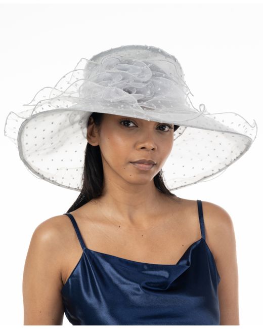 Bellissima Millinery Collection Dot Organza Wide Brim Dressy Hat