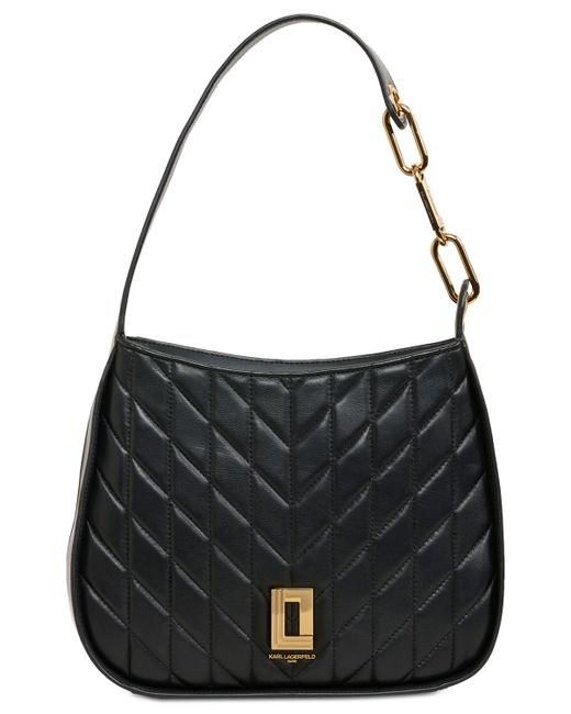 Karl Lagerfeld Lafayette Medium Quilted Hobo gold