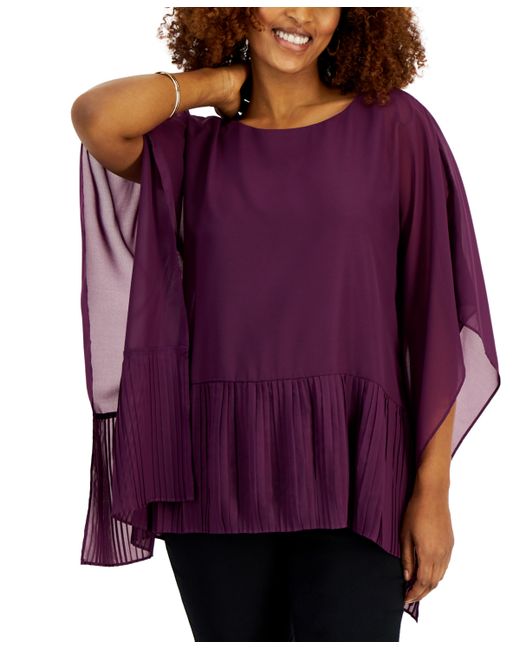 Jm Collection Pleated Poncho-Sleeve Top Created for
