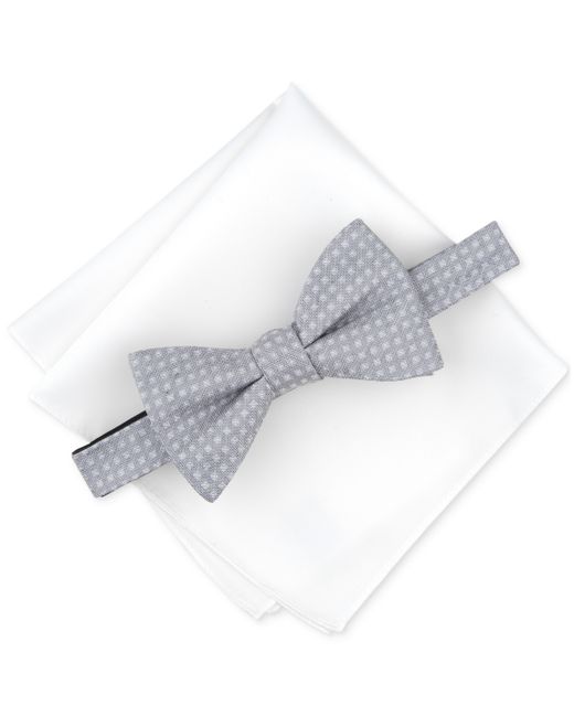 Alfani Hazel Square-Pattern Bow Tie Solid Pocket Square Set Created for