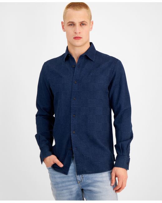 Sun + Stone Cristiano Long Sleeve Button-Front Patchwork Shirt Created for