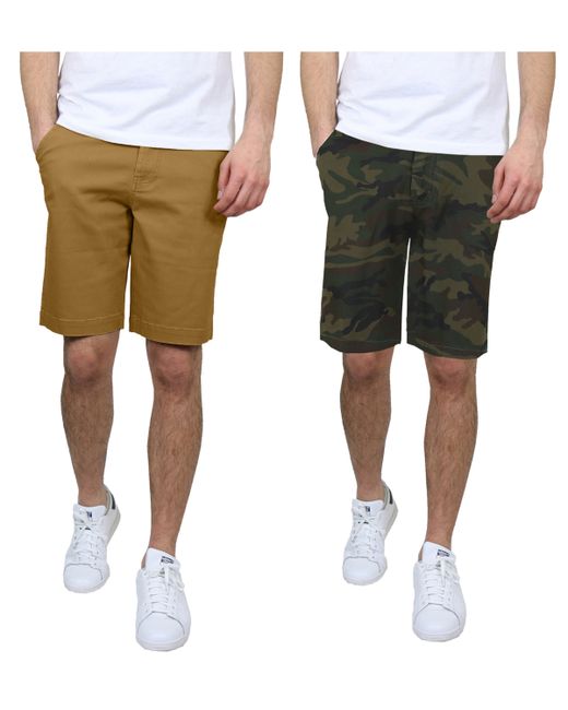 Galaxy By Harvic 5 Pocket Flat Front Slim Fit Stretch Chino Shorts Pack of 2 Woodland