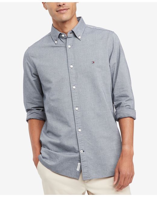 Tommy Hilfiger Dot-Print Button-Down Oxford Shirt Optic White