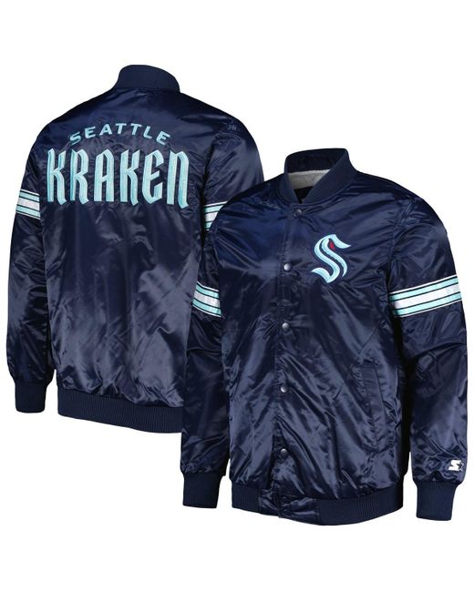 Starter Seattle Kraken Pick and Roll Satin Full-Snap Varsity Jacket