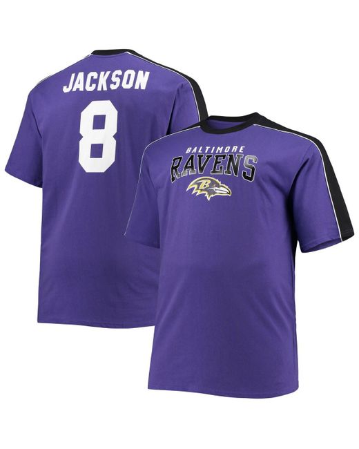 Fanatics Lamar Jackson Baltimore Ravens Big and Tall Sleeve Panel Player Name Number T-shirt