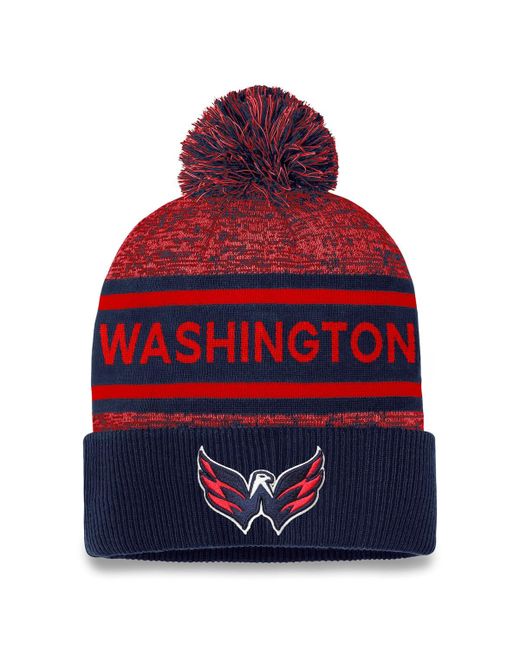 Fanatics Red Washington Capitals Authentic Pro Cuffed Knit Hat with Pom