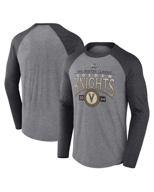 Fanatics Vegas Golden Knights 2024 Nhl Winter Classic Distressed Tri-Blend Long Sleeve T-shirt