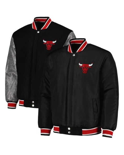Jh Design Chicago Bulls Reversible Melton Full-Snap Jacket