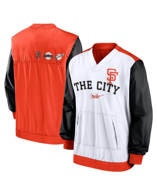 Nike Orange San Francisco Giants Rewind Warmup V-Neck Pullover Jacket