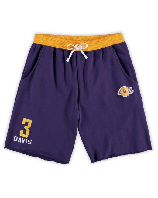 Majestic Anthony Davis Los Angeles Lakers Big and Tall French Terry Name Number Shorts