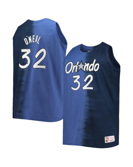 Mitchell & Ness Shaquille ONeal Navy Orlando Magic Big and Tall Profile Tie-Dye Player Tank Top